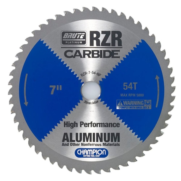 Brute Platinum 7in Brute RZR Carbide Tipped Circular Saw Blades for Aluminum / Non-Ferrous, 54 Teeth, 20mm Arbor CHA RZR-7-54-NF - main